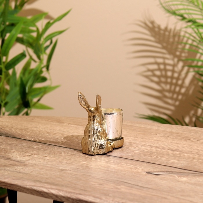 Подсвечник Подсвечник "Зайчик" алюминий 11х5х10 см