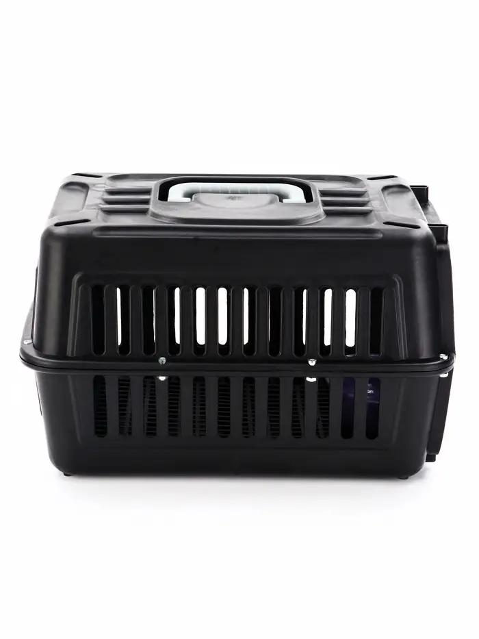 Переноска для животных с сеткой и миской пластиковая 44 х 31 х 27 см, чёрная Переноска для животных с сеткой и миской пластиковая 44 х 31 х 27 см, чёрная