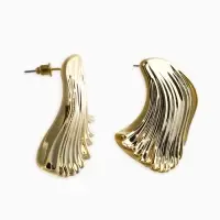 Серьги пластик "Волна", цвет золото