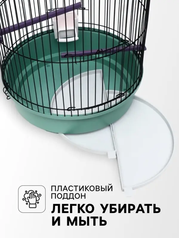 Клетка для птиц, 33&times;77 см, круглая, трехярусная сварная, малый поддон, МИКС