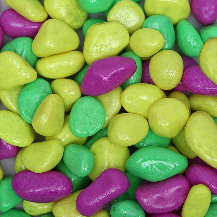 Галька декоративная, флуоресцентная микс: лимонный, зеленый, пурпурный, 800 г, фр.8-12 мм Галька декоративная, флуоресцентная микс: лимонный, зеленый, пурпурный, 800 г, фр.8-12 мм