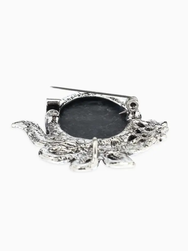 Брошь &laquo;Камея&raquo;, лавра, серая в чернёном серебре