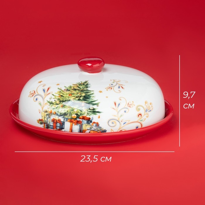 Блинница новогодняя Доляна «Волшебное дерево», d=23 см, керамика, цвет белый Блинница новогодняя Доляна «Волшебное дерево», d=23 см, керамика, цвет белый