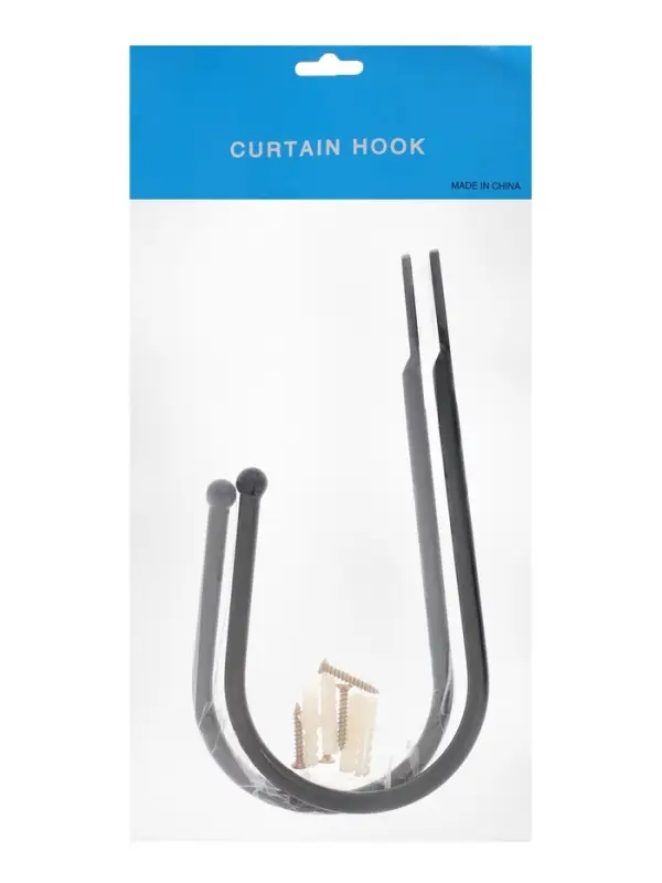 Крючок для штор ТУНДРА KS011, однорожковый, цвет черный, 2 шт Крючок для штор ТУНДРА KS011, однорожковый, цвет черный, 2 шт