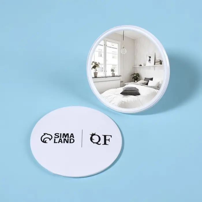 Зеркало карманное «QF», d = 7 см, цвет белый Зеркало карманное «QF», d = 7 см, цвет белый