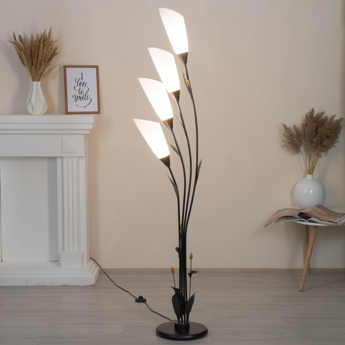 Торшер  Торшер "Ариадна" 4хЕ27 15Вт чёрно-белый h.170 см