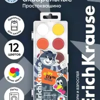 Акварель ErichKrause &laquo;Простоквашино&raquo;, 12 цветов, без кисти, пластиковая коробка, европодвес