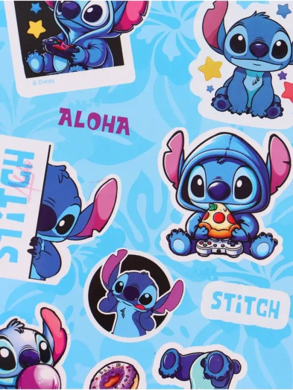 Пушистый блокнот и ручка многоцветная Стич, голубой Пушистый блокнот и ручка многоцветная Стич, голубой