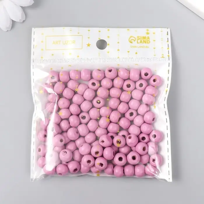 Бусины для творчества дерево "Сиреневая астра" d-0,8 см, набор 20 гр