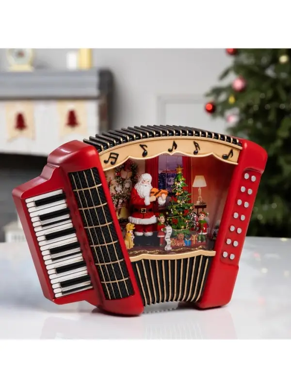 Светодиодная фигура &laquo;Волшебная гармонь&raquo;, 18.5&times;6.3&times;23 см, музыка, от батареек ААх3, USB, свечение тёплое белое