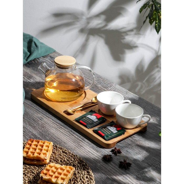 Поднос-подставка Adelica «Чайная станция», на 2 персоны, с потайными ручками, 40×18×1,8 см, берёза Поднос-подставка Adelica «Чайная станция», на 2 персоны, с потайными ручками, 40×18×1,8 см, берёза