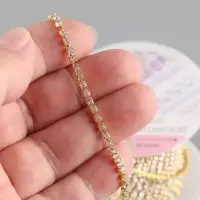 Цепь со стразами, металл, стекло, 2.5 мм, 9.1&plusmn;0.5 м, цвет золотой