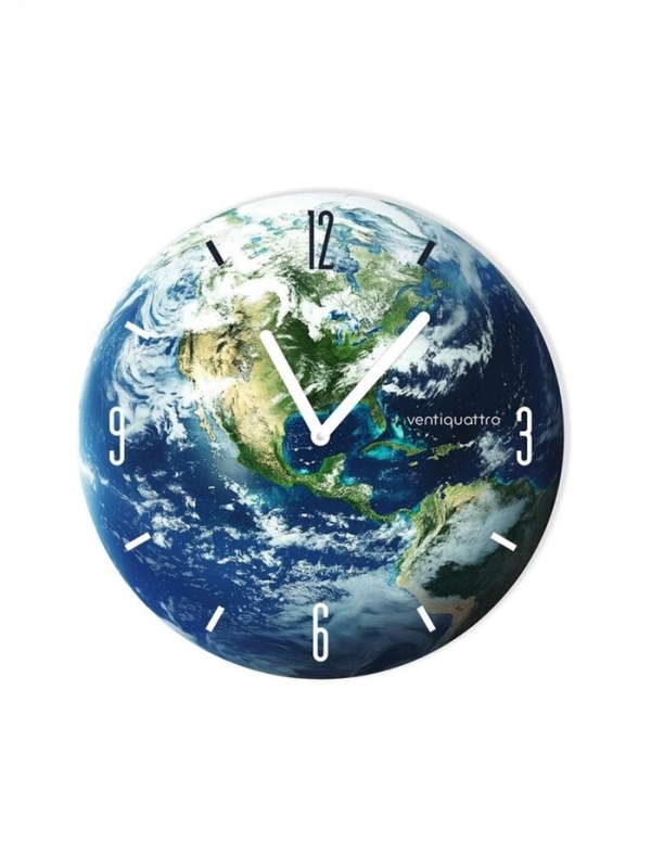 Часы настенные  Часы настенные "Terra", планета Земля, интерьерные, плавный ход, d-33,5 см