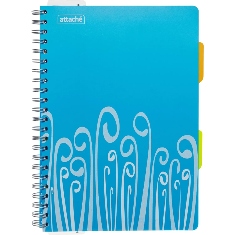 Бизнес-тетрадь А4,140 л,пласт обл, с разд,спир,ATTACHE FANTASY,голуб
