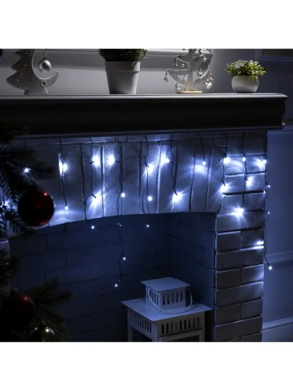 Гирлянда &laquo;Бахрома&raquo; 3&times;0.5 м, IP20, тёмная нить, 80 LED, свечение белое, 8 режимов, 220 В