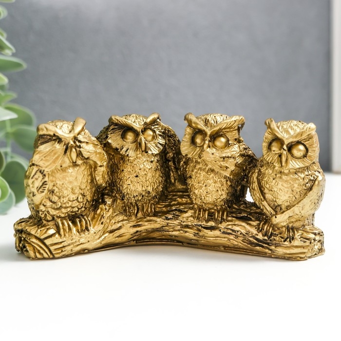 Сувенир полистоун Сувенир полистоун "4 филина на бревне" 5,5х4,5х12 см