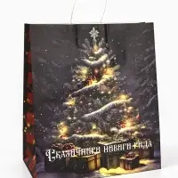Пакет бумажный подарочный новогодний крафт &laquo;Сказочный Новый Год&raquo; 32&times;17.5&times;37 см