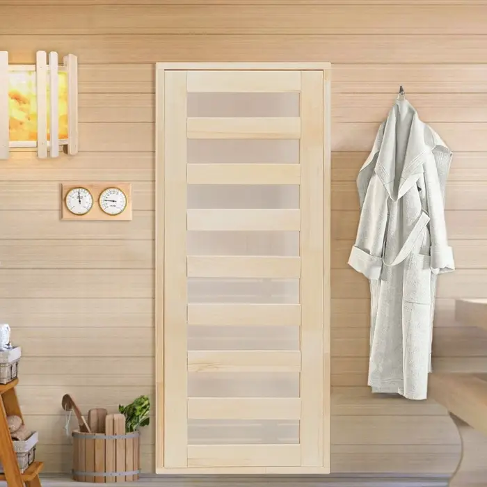 Дверь для бани и сауны &laquo;Зебра&raquo;, коробка 170&times;70 см, деревянная, стекло 4 мм