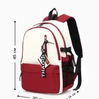 Рюкзак школьный, с мягкой спинкой, 2 отделения, 5 карманов, 30&times;14&times;45 см, бордовый, белый