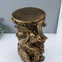 Фигура-подставка "Слон сидя" чёрный с золотом, 44х37х30 см