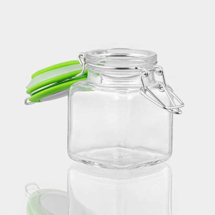 Банка стеклянная для хранения сыпучих продуктов &laquo;Прима&raquo;, 100 мл, 7,5&times;5&times;8 см, с бугельным замком, цвет МИКС