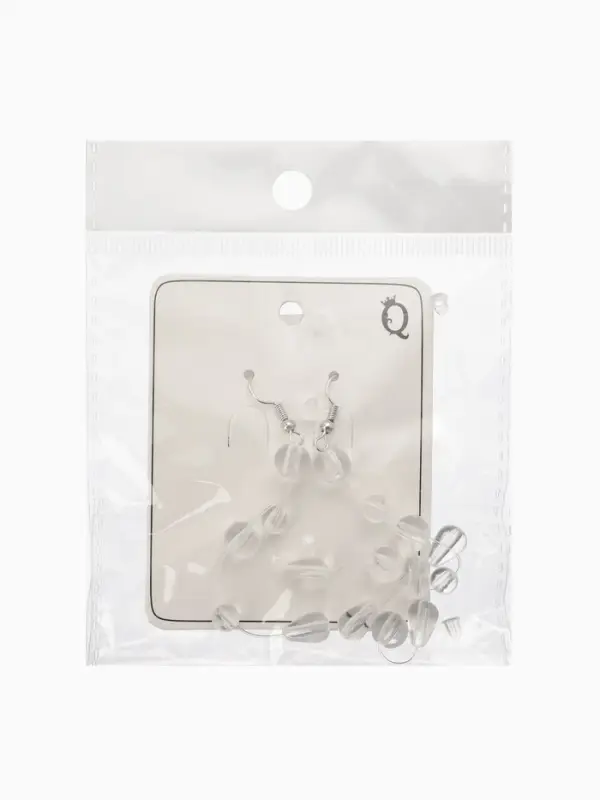 Серьги на леске "Капля росы", веточка, цвет белый в серебре