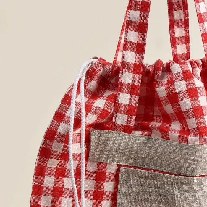Сумка шоппер SL HOME Red cage, 50&times;50 см, 100% лён, 150 г/м2
