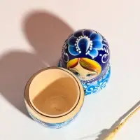 Матрешка дерево &laquo;Русская красота&raquo;, синий платок, 18 см, 5 кукольная, ручная роспись