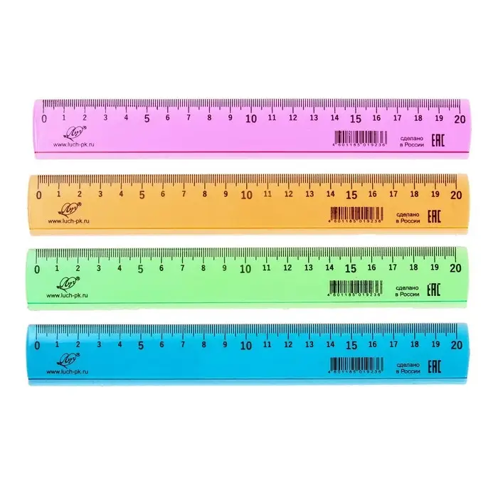 Линейка 20 см Линейка 20 см "Луна", прозрачная, тонированная, МИКС