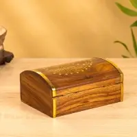 Шкатулка "Глу" 18х12,8х8 см, дерево шишам, латунь