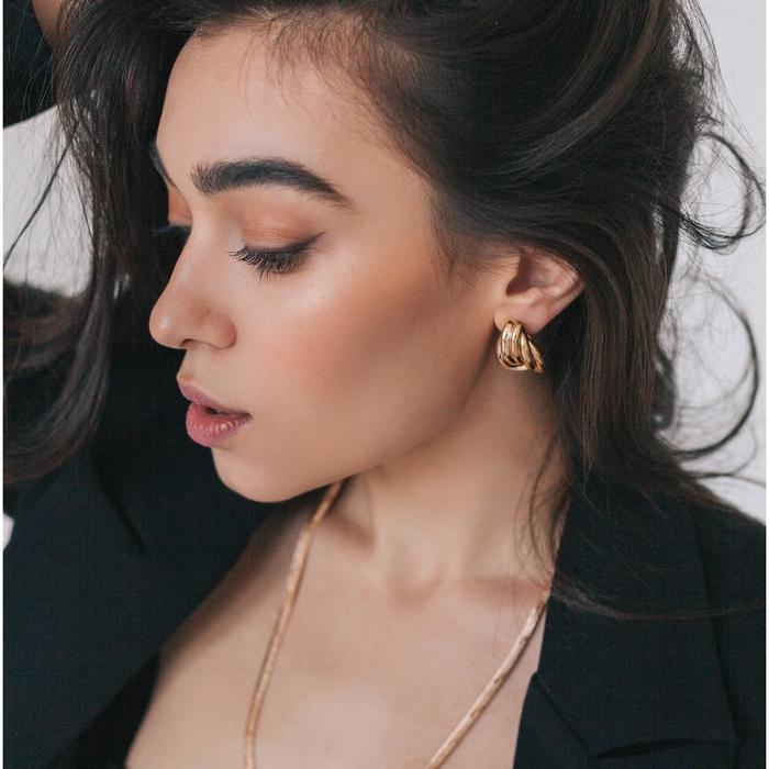 Серьги металл &laquo;Геометрия&raquo; глубина, цвет розовое золото