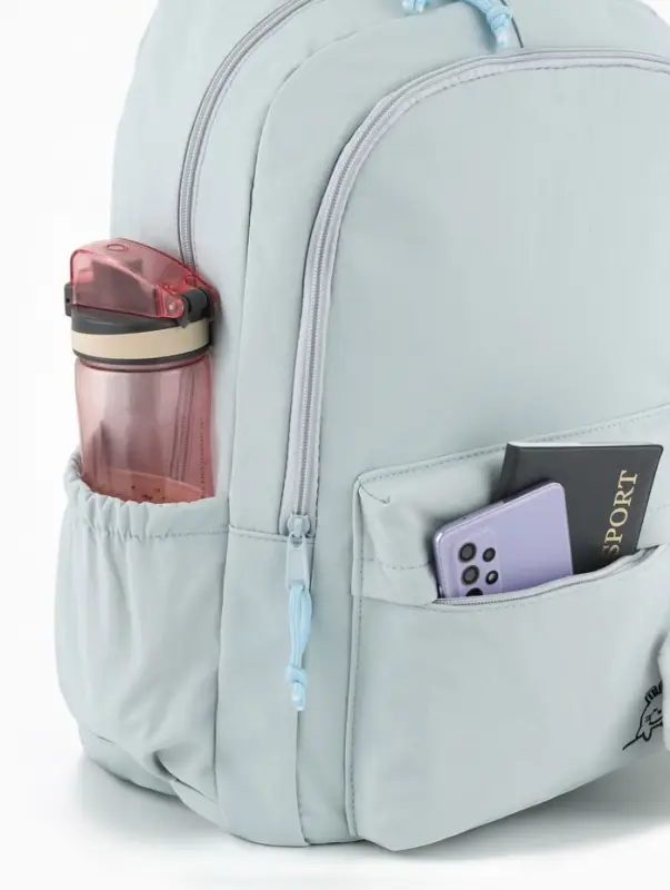 Рюкзак школьный &laquo;Зайчик&raquo;, однотонный, для девочки, 31&times;13&times;48 см, голубой