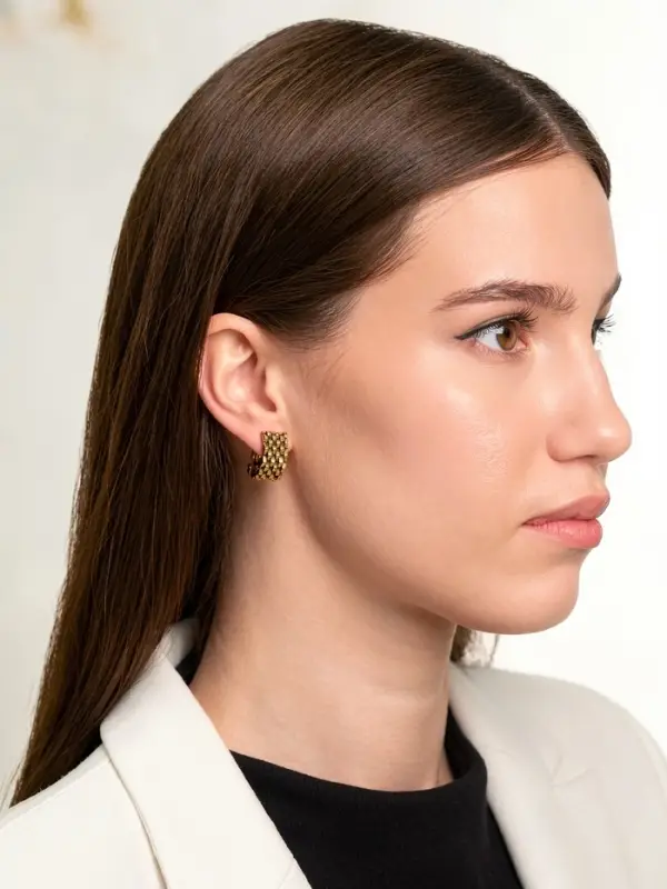 Серьги клипсы для ушей QF &laquo;Плетение&raquo;, цвет чернёное золото