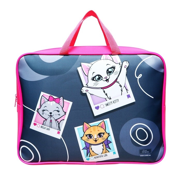 Папка с ручками текстильная А4, 350 х 270 х 100 мм, Calligrata TOP Папка с ручками текстильная А4, 350 х 270 х 100 мм, Calligrata TOP "Котики"