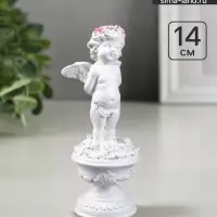 Фигурка гипс &laquo;Ангел на пьедестале&raquo;, перламутр, 12&times;4.5&times;4.5 см