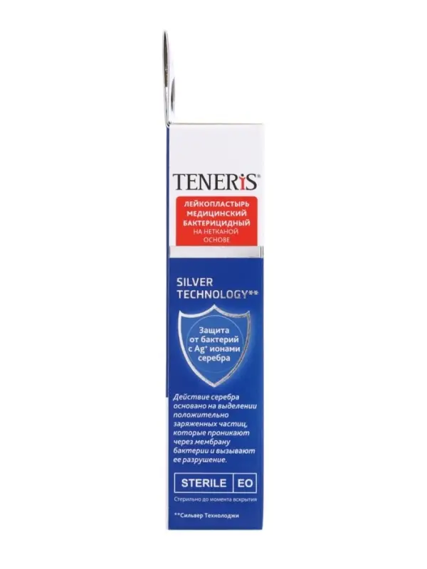 Лейкопластырь медицинский бактерицидный TENERIS Sensitive, нетканная основа, 7.6&times;1.9 см, 20 шт.