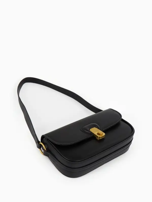 Сумка женская багет TEXTURA на молнии, 21&times;6&times;11 см, чёрная