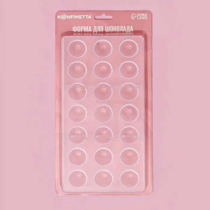 Форма для конфет шоколада KONFINETTA &laquo;Комильфо&raquo;, 28&times;14 см, 21 ячейка, пластик, прозрачная