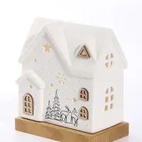 Фигурка керамическая с подсветкой &laquo;Дом с оленями у ёлок&raquo; 13&times;8&times;15 см