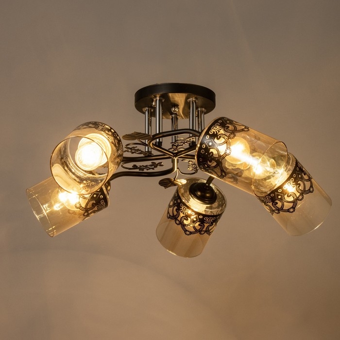 Люстра Люстра "Рузанна" 5хЕ27 40Вт черно-золотой 60х60х27 см BayerLux