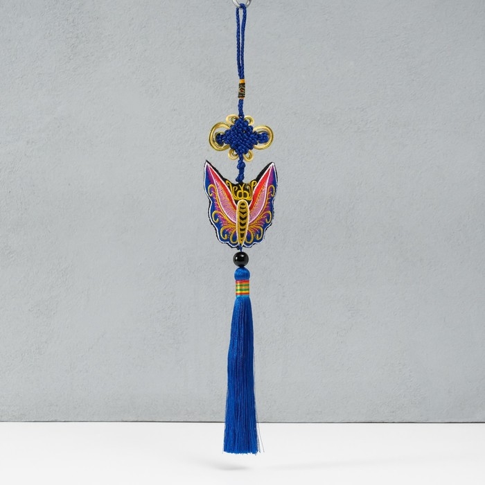 Подвеска текстиль  Подвеска текстиль "Бабочка" синяя 2х6,5х27 см