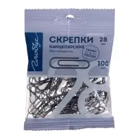 Скрепки канцелярские GLOBUS, 28 мм, 100 шт., без покрытия, флоу-пак