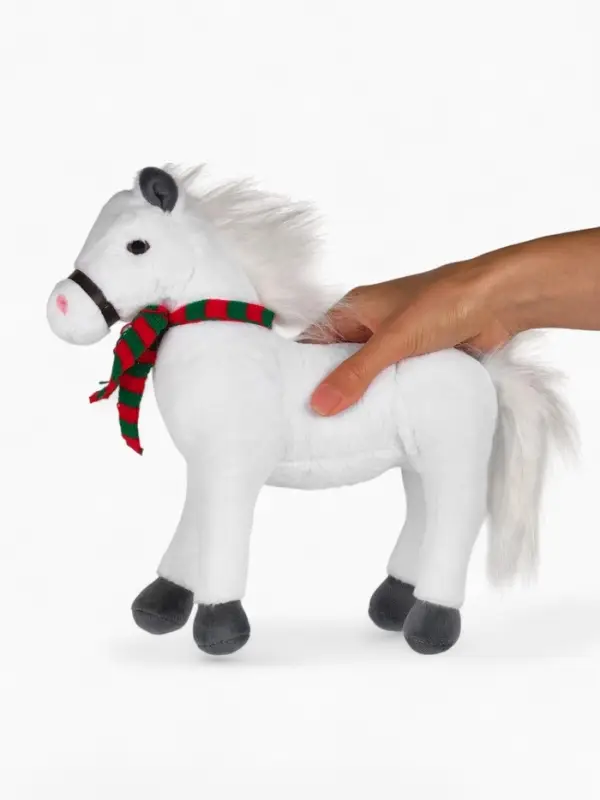 POMPOSHKI Мягкая игрушка Лошадка в шарфе, белая