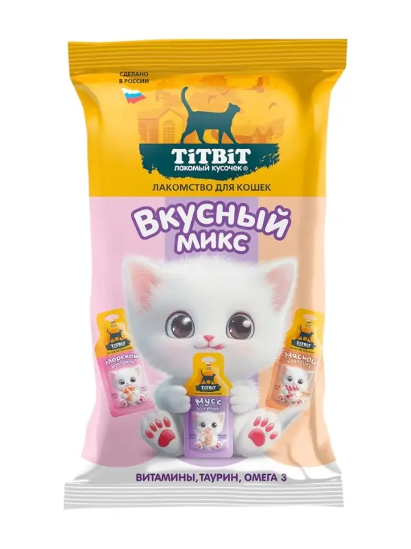 Лакомство для кошек TitBit, мясной коктейль, 15 г