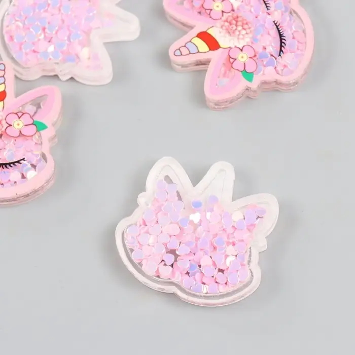 Шейкер для творчества акрил "Спящий единорожек с цветами" с глиттером 0,5х3,7х3,6 см