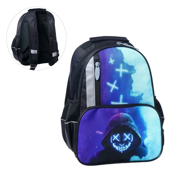 Рюкзак школьный, 37 х 26 х 13 см, эргономичная спинка, Calligrata ОРТ Рюкзак школьный, 37 х 26 х 13 см, эргономичная спинка, Calligrata ОРТ "Маска"