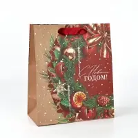 Набор пакетов крафтовых &laquo;Новогоднее настроение&raquo;, 5 шт., 23&times;27&times;11.5 см