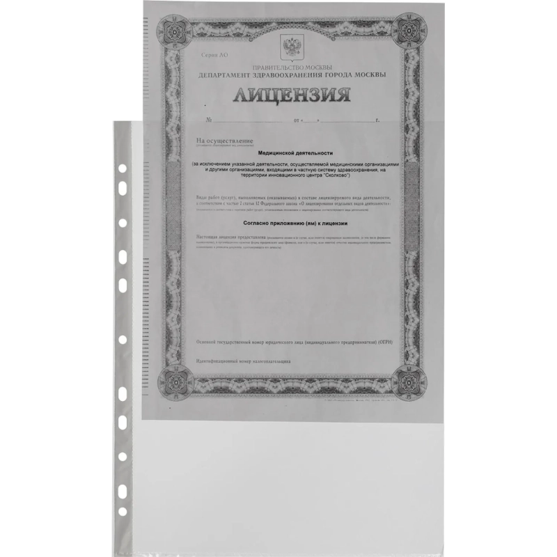 Файл-вкладыш А4 100шт/уп, гладкая Элементари 0,45 мм