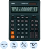 Калькулятор настольный ПОЛНОРАЗМ. Deli EM888F, 12-р,дв.пит.,202x159мм,т-зел