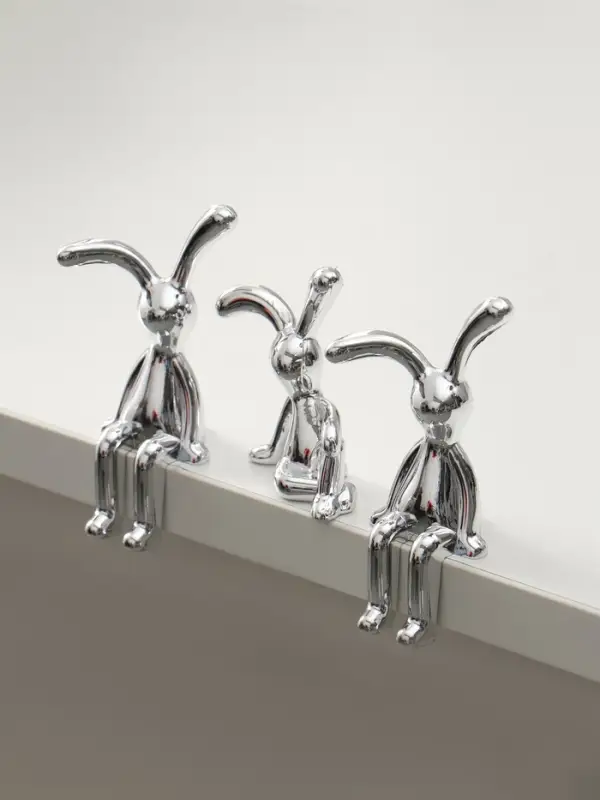 Сувенир пластик Сувенир пластик "Длинноухие зайцы" серебро набор 3 шт 3х8,7х4,4 см 2,5х5,5х5,7 см